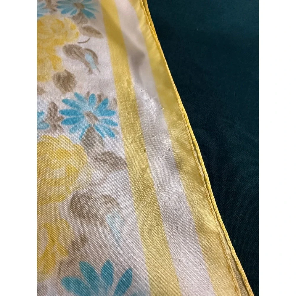 Vintage Floral Satin Scarf‎ Lot of 2 – Pastel Purple & Yellow Spring Easter
